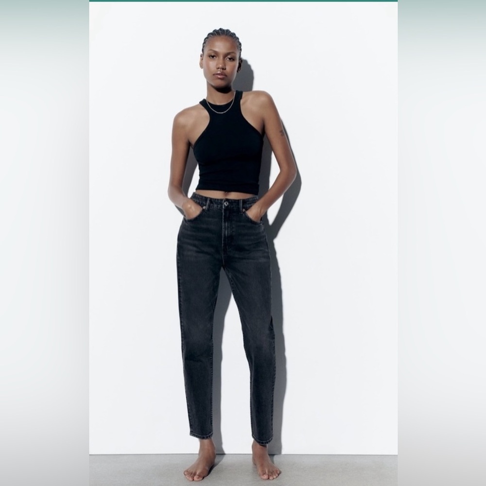 Zara High Rise Mom Fit Women’s size 4 NWT Ankle Length Faded Black Denim Jeans